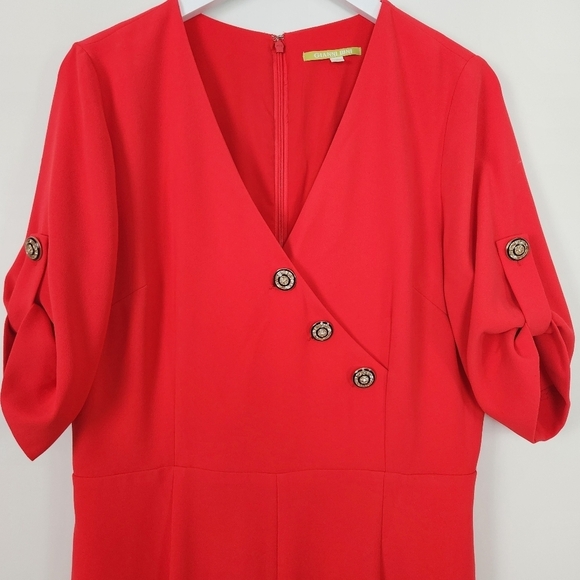 Gianni Bini Red V-Neck Pockets Tab Short Sleeve Jumpsuit Size 12 - Picture 5 of 8
